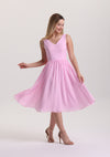 Elegant V Neck Midi Pink Mother of The Bride Dress