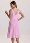 Elegant V Neck Midi Pink Mother of The Bride Dress