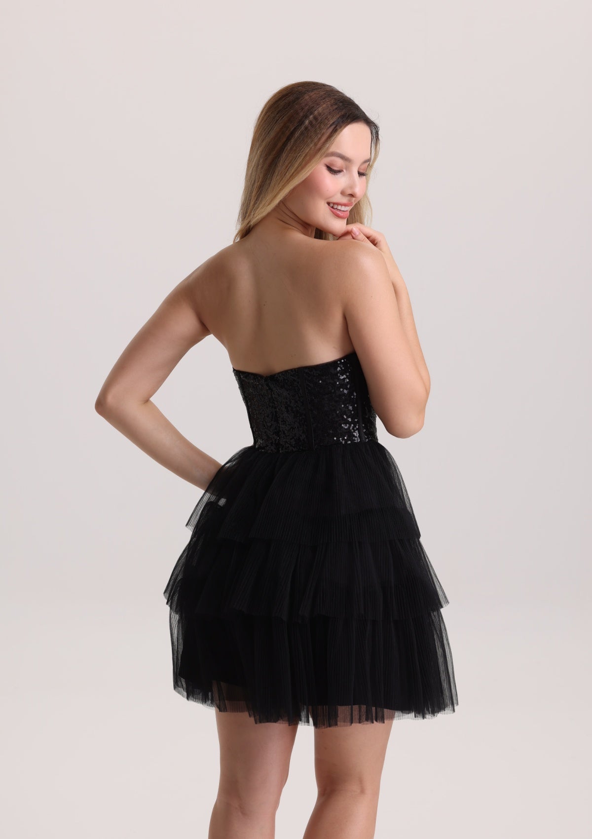 Elegant Sequin Corest Short Tulle Prom Dress