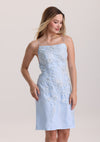 Light Blue Lace Appliques Square Neck Homecoming Dress