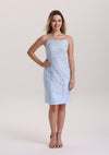 Light Blue Lace Appliques Square Neck Homecoming Dress