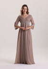 Elegant Lace Appliques Chiffon Mother of The Bride Dress with Sleeves
