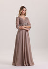Elegant Lace Appliques Chiffon Mother of The Bride Dress with Sleeves