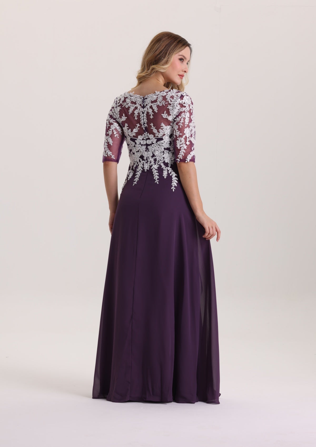 Elegant Lace Appliques Chiffon Mother of The Bride Dress