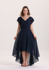 A Line Ruffle Cap Sleeves Lace Mother of The Bride Dress