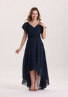 A Line Ruffle Cap Sleeves Lace Mother of The Bride Dress