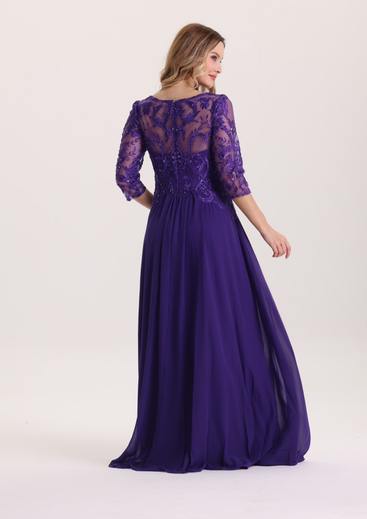 A LIne Scoop Neck Long Mother of The Bride Dress