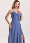 Classical Spaghetti Strap Ruffle Chiffon Bridesmaid Dress