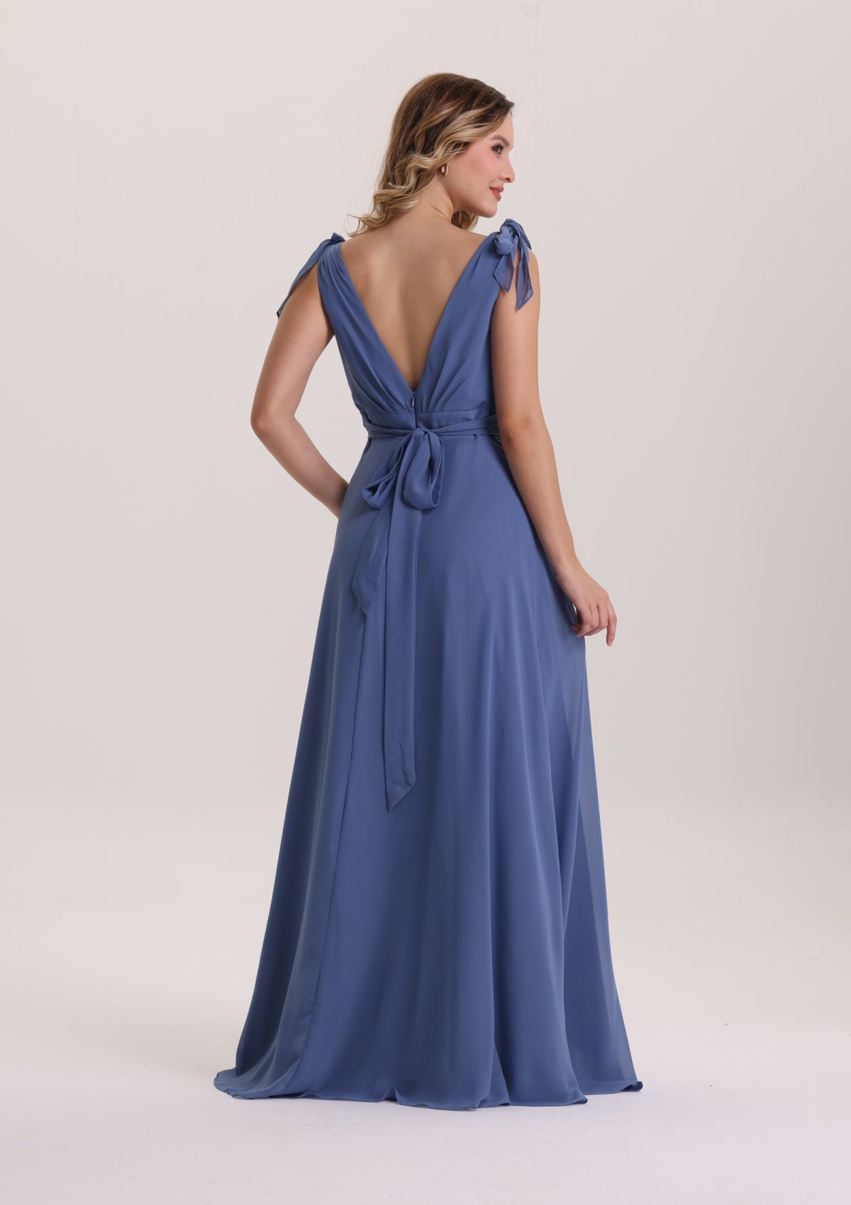Bow Spaghetti Strap Chiffon Bridesmaid Dress