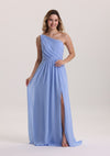 A Line Asymmetrical Neck Bridesmaid Dress with Slit
