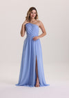 A Line Asymmetrical Neck Bridesmaid Dress with Slit