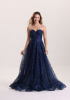 Dreamy Sparkly Appliques Tulle Prom Dress with Train
