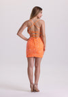 Orange V neck Sequin Appliques Short Homecoming Dress
