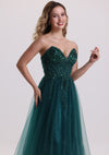 Luxury Beaded Sparkly Tulle Prom Dress with Slit