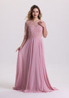 A Line Appliques Chiffon Mother of The Bride Dress with Sleeves