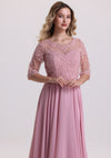 A Line Appliques Chiffon Mother of The Bride Dress with Sleeves