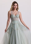 Dreamy Spaghetti Strap Corest Sequin Layered Tulle Prom Dress