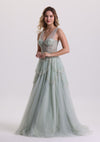 Dreamy Spaghetti Strap Corest Sequin Layered Tulle Prom Dress