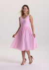 Elegant V Neck Midi Pink Mother of The Bride Dress