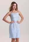 Light Blue Lace Appliques Square Neck Homecoming Dress