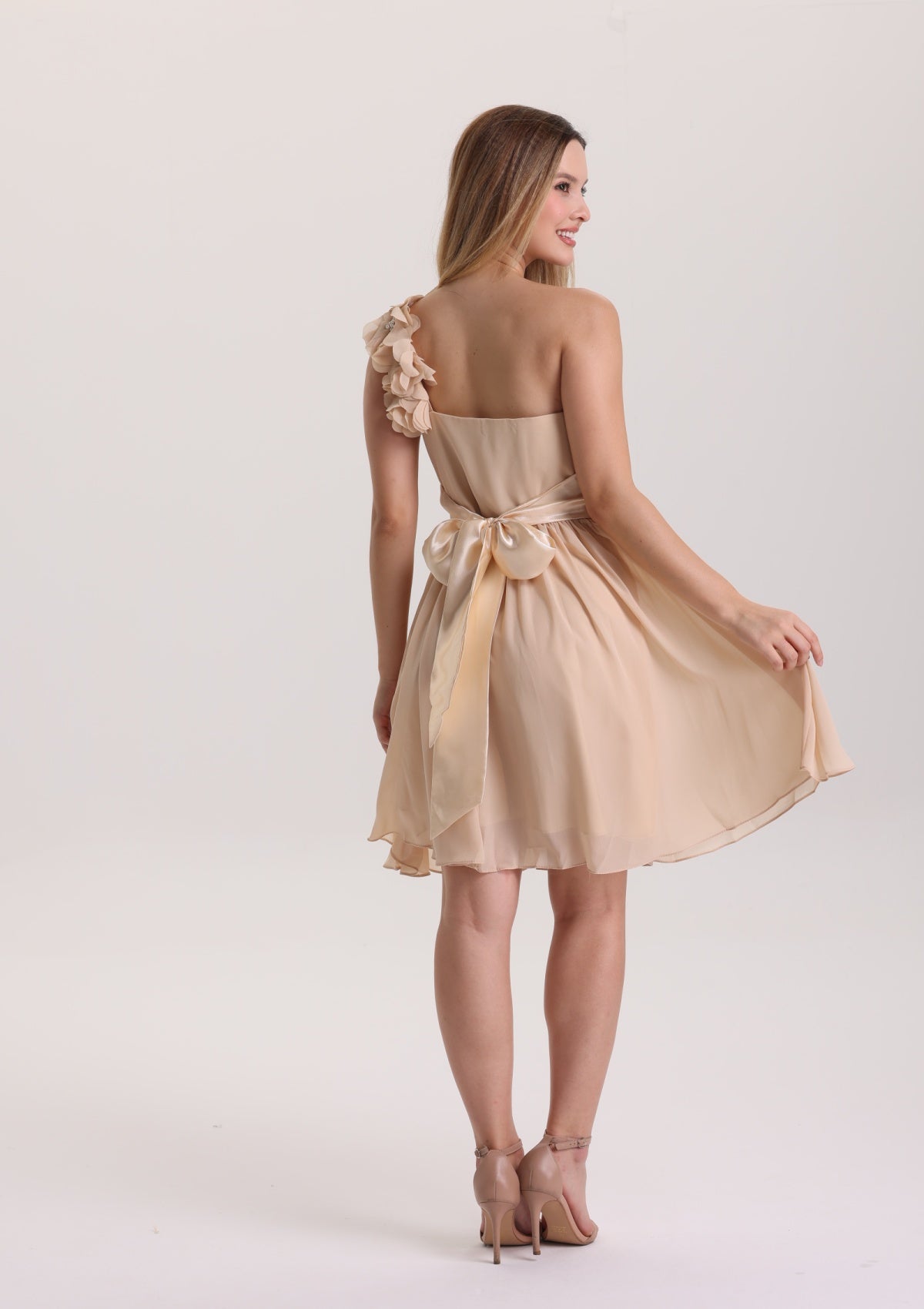 Captivating 3D Floral One shoulder Prom Dress