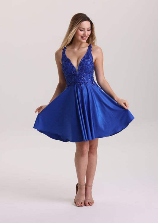 Gorgeous Spaghetti Strap Sequin Appliques Prom Dress