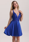 Gorgeous Spaghetti Strap Sequin Appliques Homecoming Dress