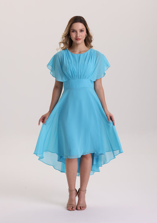 Elegant Scoop Neck High Low Design Mother of The Bride Dress