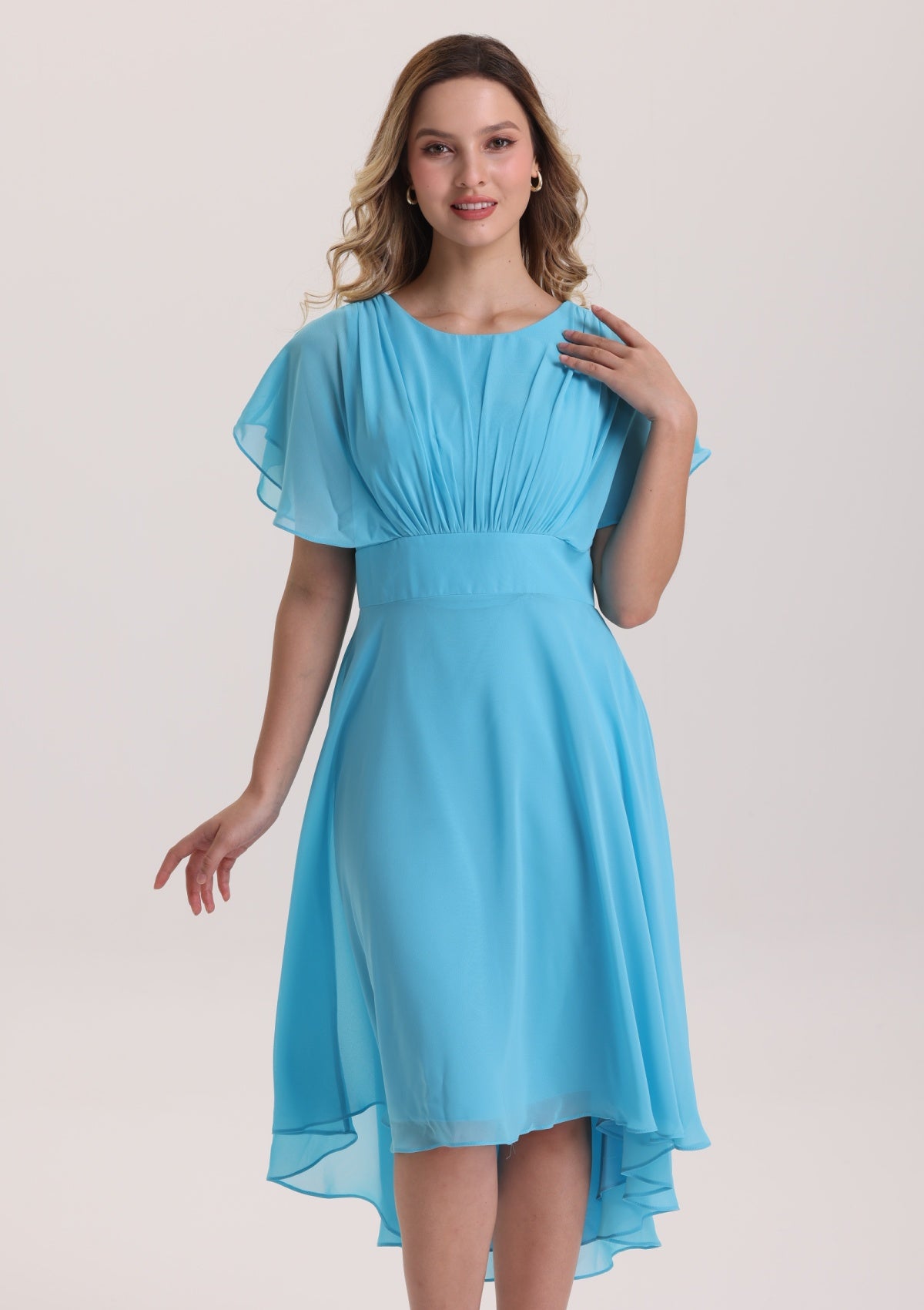 Elegant Scoop Neck High Low Design Mother of The Bride Dress