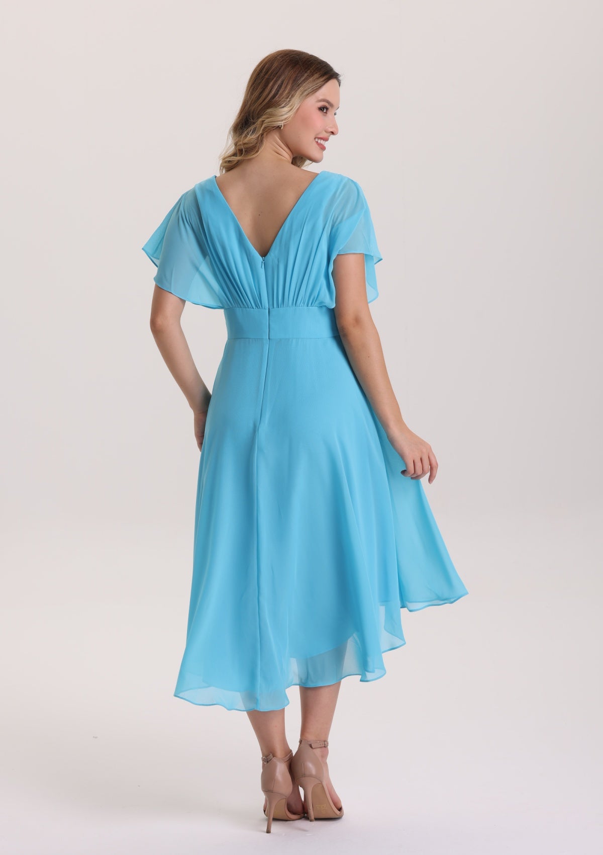 Elegant Scoop Neck High Low Design Mother of The Bride Dress