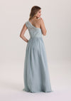 One Shoulder Asymmetrical Neck Lace Bridesmaid Dress