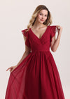 Elegant Ruffle Sleeves Chiffon Bridesmaid Dress