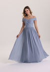 Chic Off Shoulder Pleated Chiffon Bridesmaid Dress