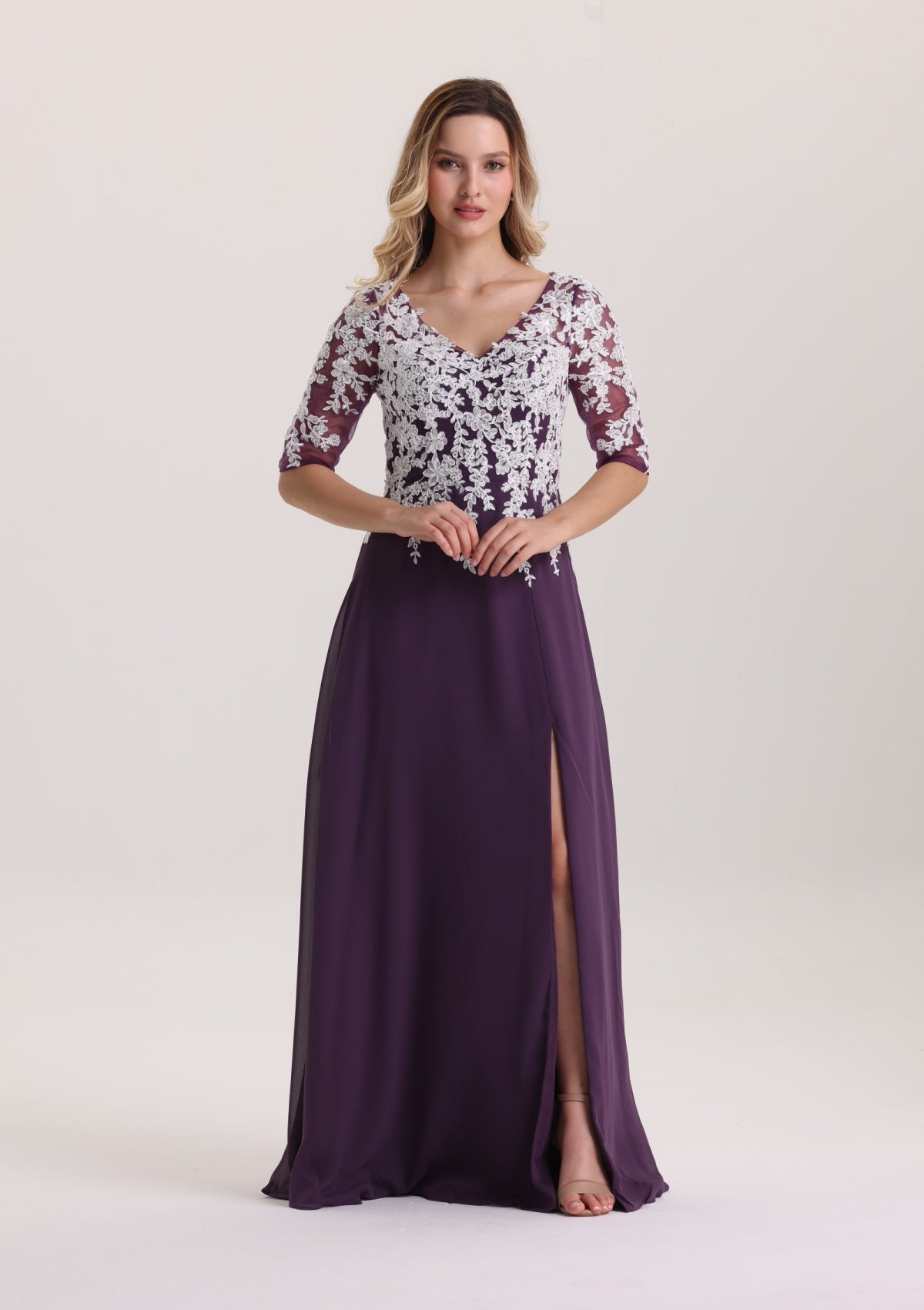 Elegant Lace Appliques Chiffon Mother of The Bride Dress
