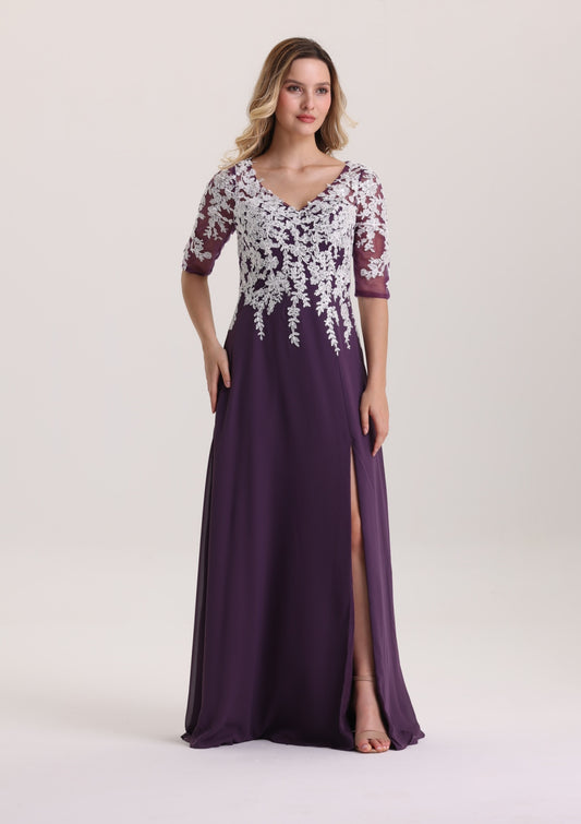 Elegant Lace Appliques Chiffon Mother of The Bride Dress