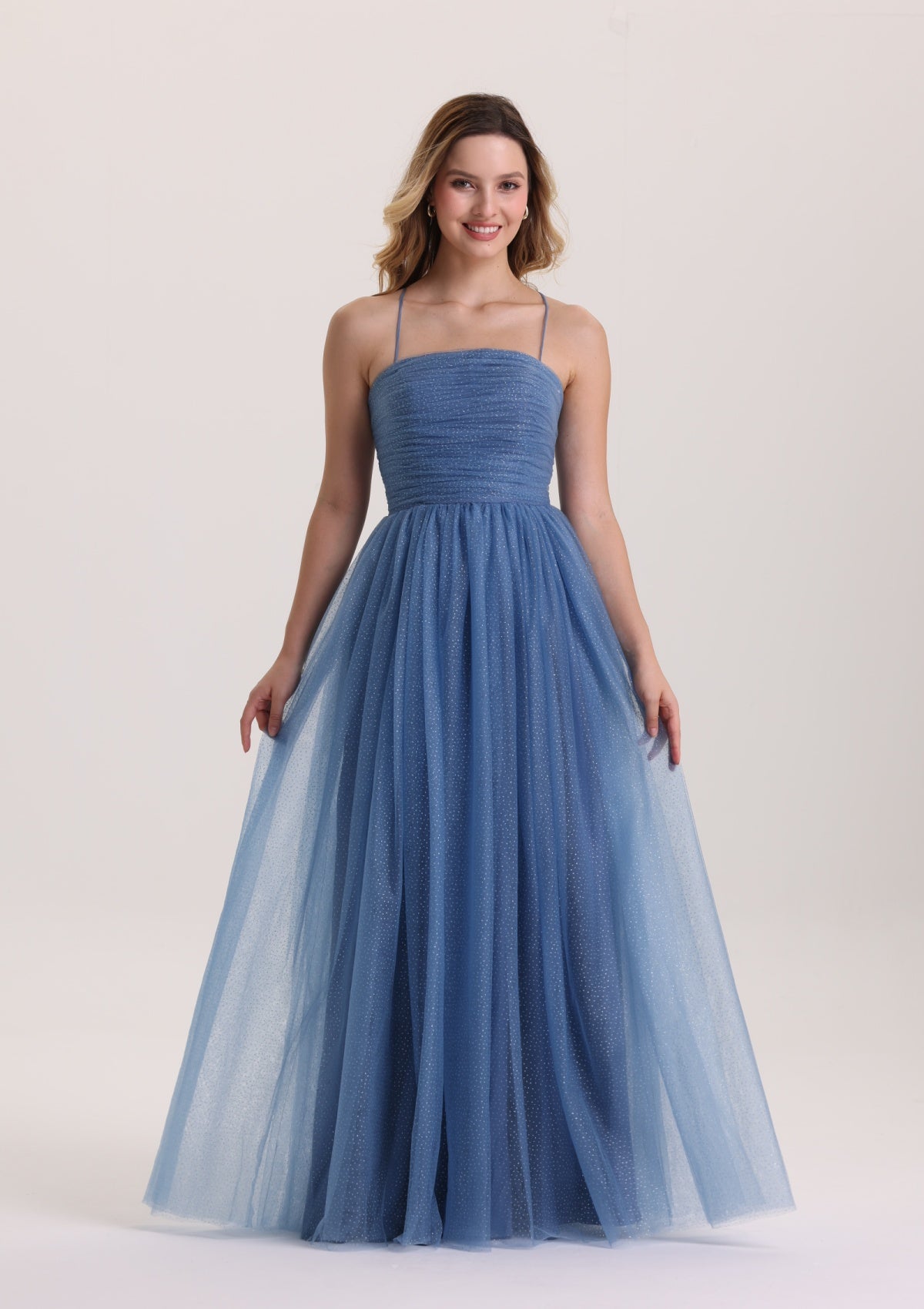 Chic Spaghetti Strap  Sequin Tulle Prom Dress