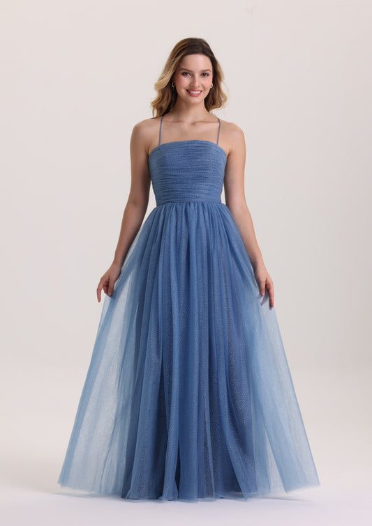Chic Spaghetti Strap  Sequin Tulle Prom Dress