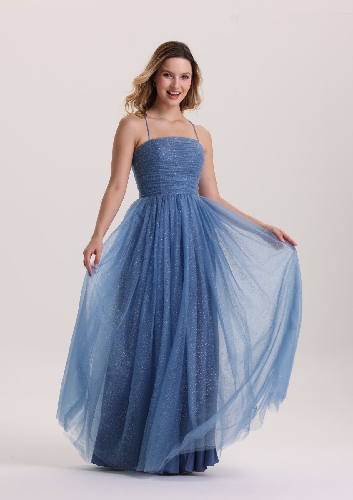 Chic Spaghetti Strap  Sequin Tulle Prom Dress