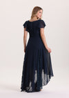 A Line Ruffle Cap Sleeves Lace Mother of The Bride Dress