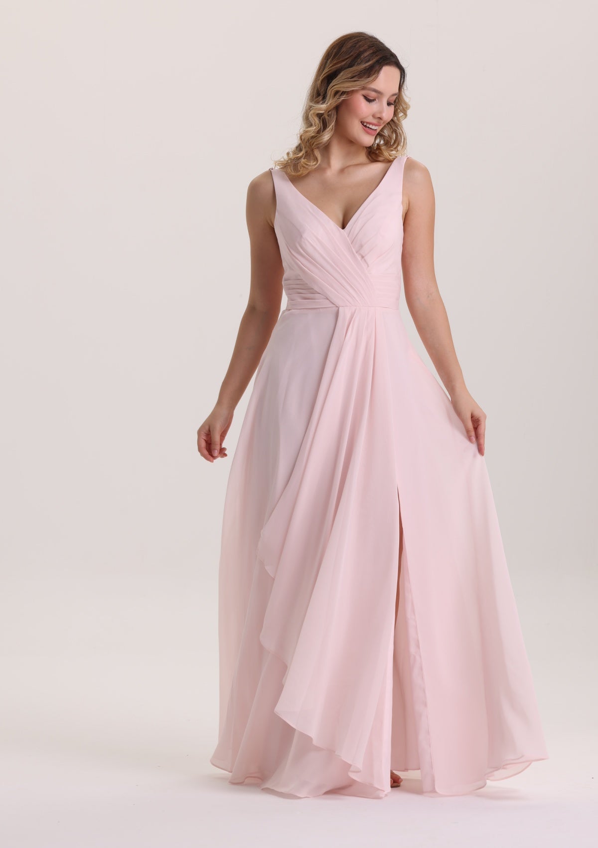 A Line Spaghetti Strap Ruffle Bridesmaid Dress