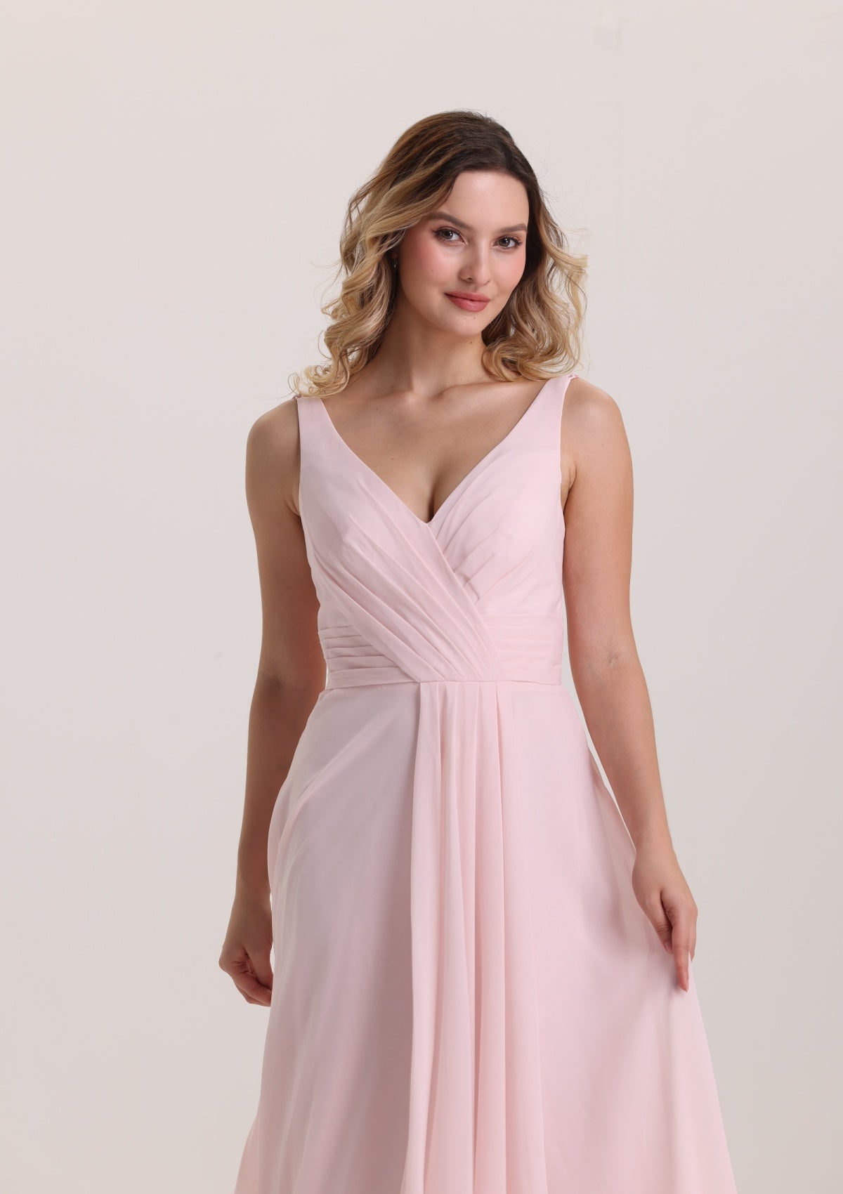 A Line Spaghetti Strap Ruffle Bridesmaid Dress