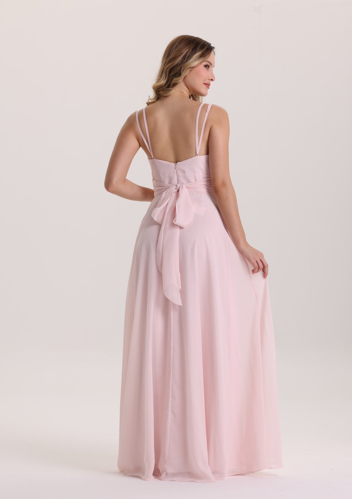 A Line Spaghetti Strap Ruffle Bridesmaid Dress