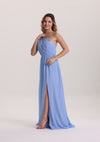 A Line Asymmetrical Neck Bridesmaid Dress with Slit