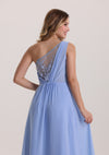 A Line Asymmetrical Neck Bridesmaid Dress with Slit