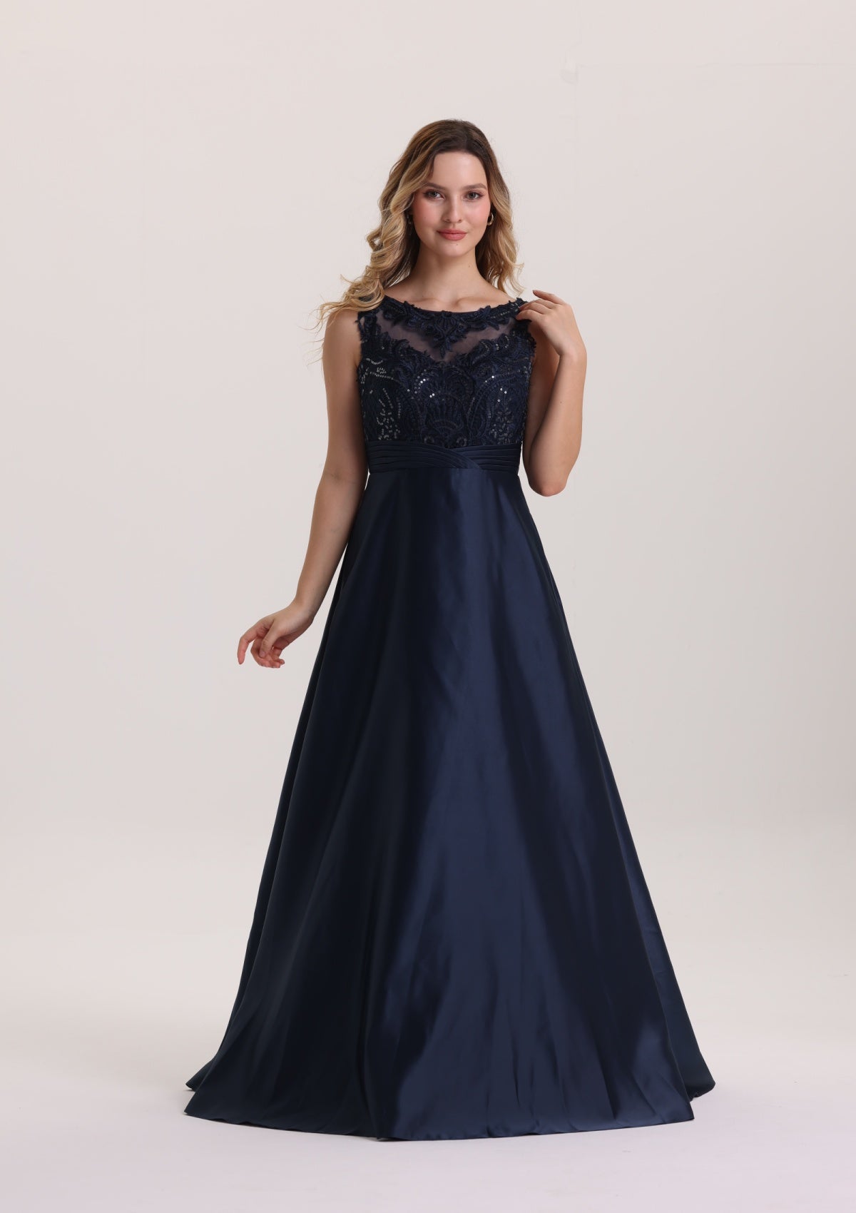 Gorgeous Sleeveless Sequin Lace Appliques Evening Dress with Pockets