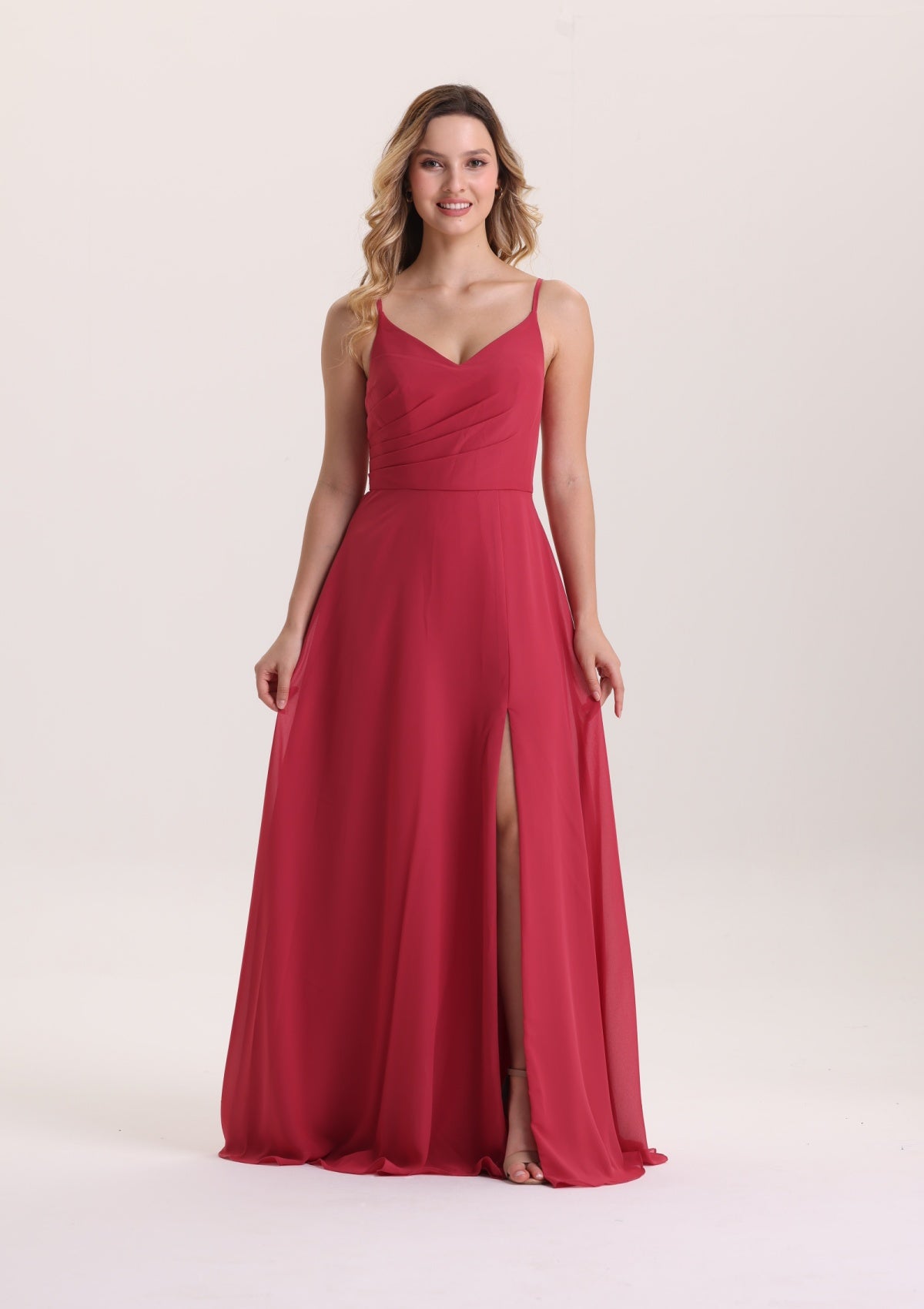 Romantic A Line V Neck Prom Dress with Slit