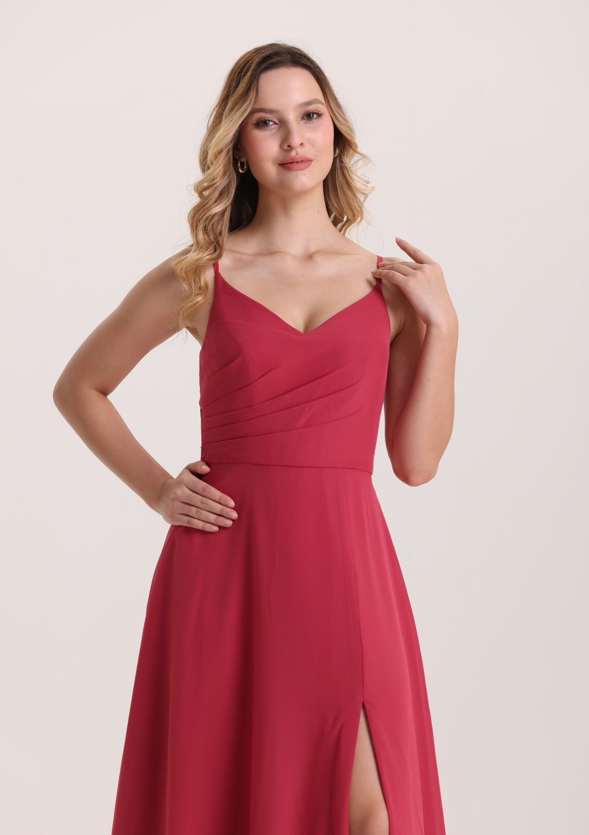 Romantic A Line V Neck Prom Dress with Slit