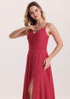 Romantic A Line V Neck Bridesmaid Dress with Slit