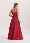 Romantic A Line V Neck Bridesmaid Dress with Slit