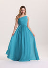 Designed Asymmetrical Neck Twist Waist Bridesmaid Dress